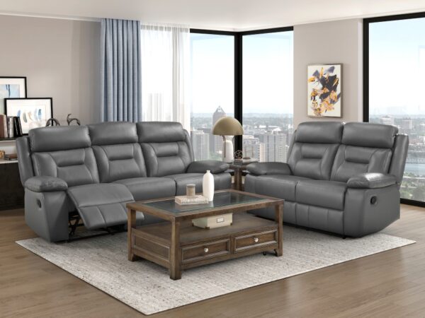 9629DGY Seating-Laconia Collection 2pc Set: Sofa, Love