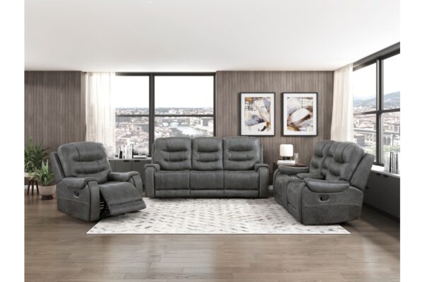 9634DGY Seating-Oberon Collection 2pc Set: Sofa, Love