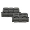 9634DGY Seating-Oberon Collection 2pc Set: Sofa, Love