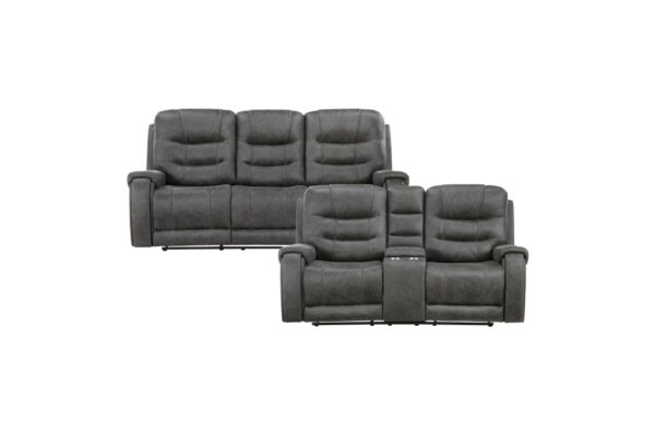 9634DGY Seating-Oberon Collection 2pc Set: Sofa, Love