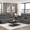 9634DGY Seating-Oberon Collection 2pc Set: Sofa, Love