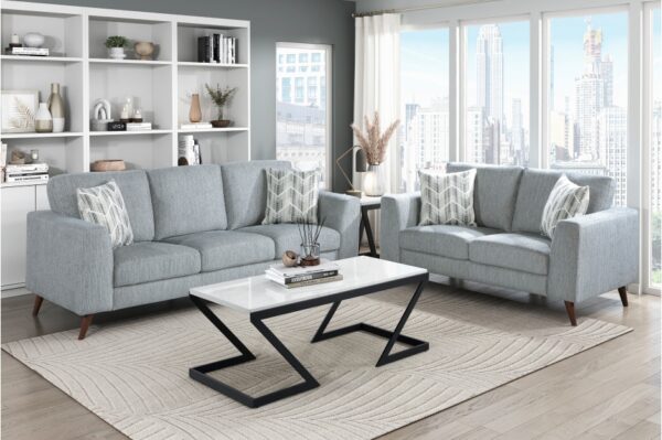 9644BGY Seating-Broadway Collection 2pc Set: Sofa, Love