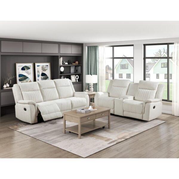 9646BE-3 Double Reclining Sofa, Beige