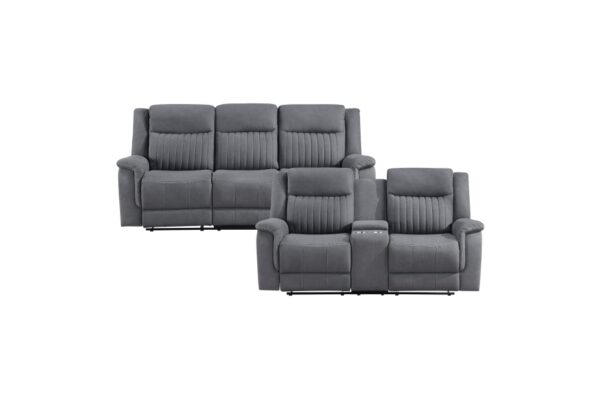 9646GY Seating-Dean Collection 2pc Set: Sofa, Love
