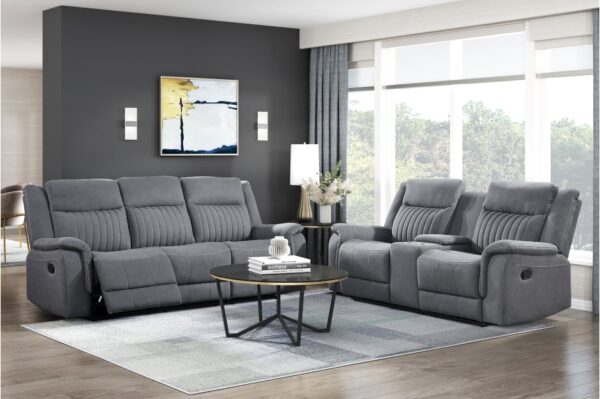 9646GY Seating-Dean Collection 2pc Set: Sofa, Love