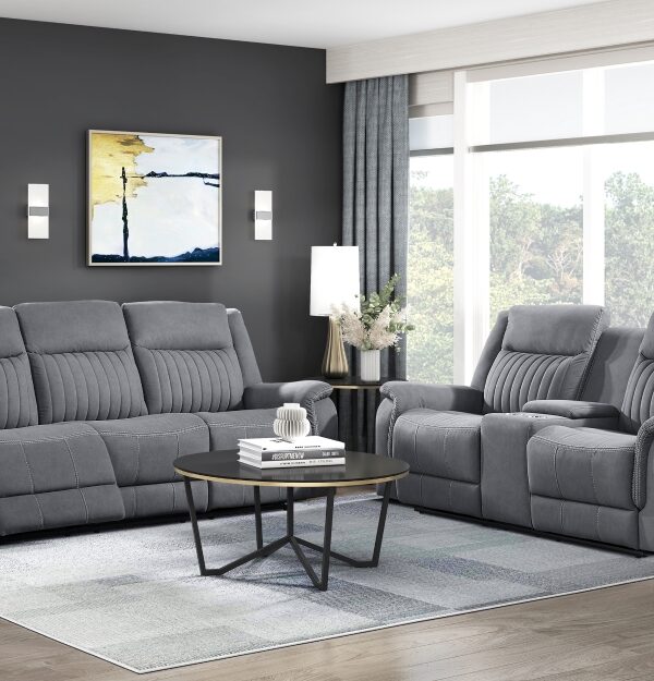 9646GY Seating-Dean Collection 2pc Set: Sofa, Love
