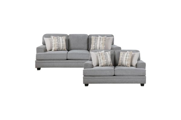 9648GY Seating-Bradford Collection 2pc Set: Sofa, Love