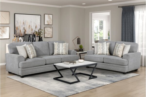 9648GY Seating-Bradford Collection 2pc Set: Sofa, Love