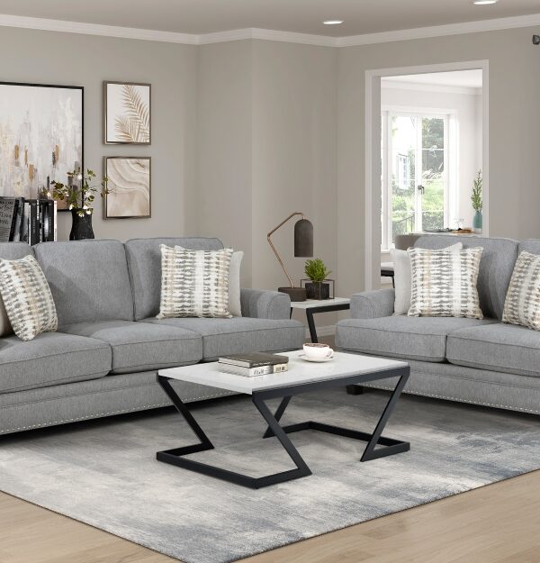9648GY Seating-Bradford Collection 2pc Set: Sofa, Love