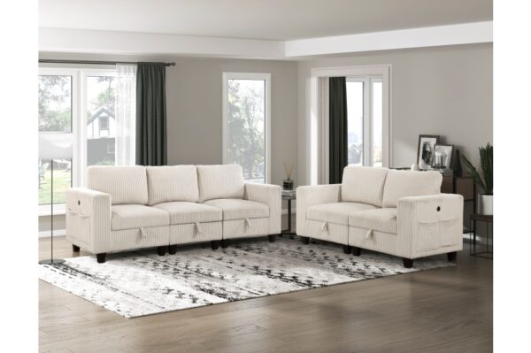 9650BE Seating-Walterboro Collection 5-Piece Sectional with Stora...