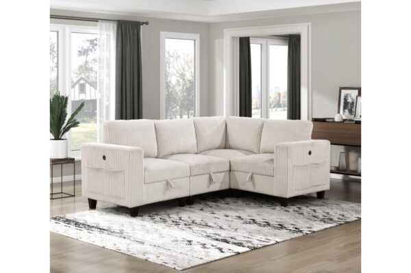 9650BE Seating-Walterboro Collection 5-Piece Sectional with Stora...