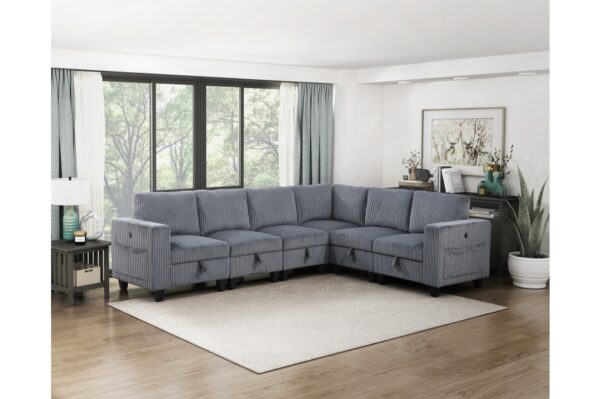 9650DG Seating-Walterboro Collection 5-Piece Sectional with Stora...