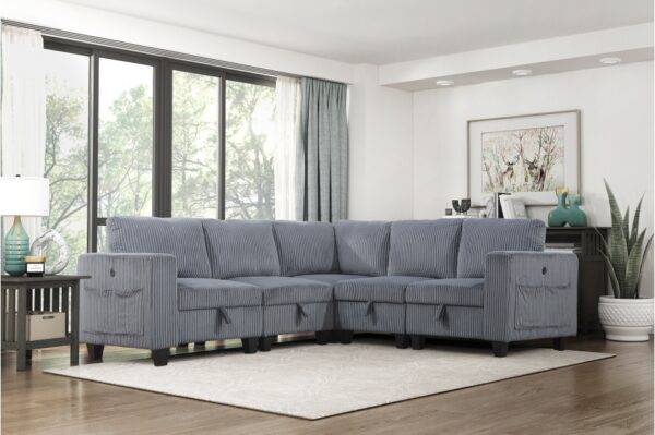 9650DG Seating-Walterboro Collection 5-Piece Sectional with Stora...