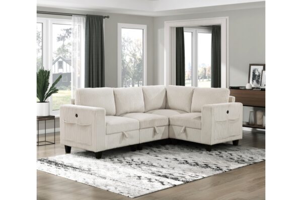 9650NBE Seating-Walterboro Collection 5-Piece Sectional with Stora...