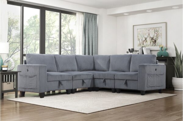 9650NDG Seating-Walterboro Collection 5-Piece Sectional with Stora...