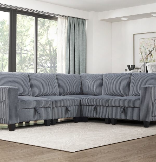 9650NDG Seating-Walterboro Collection 5-Piece Sectional with Stora...