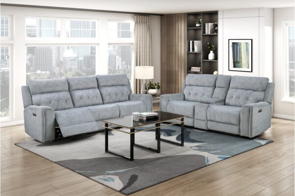 9670GY Seating-Celeste Collection 2pc Set: Sofa, Love (Power)