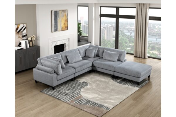 9688GY Seating-Robstown Collection 6-Piece Modular Sectional wi...