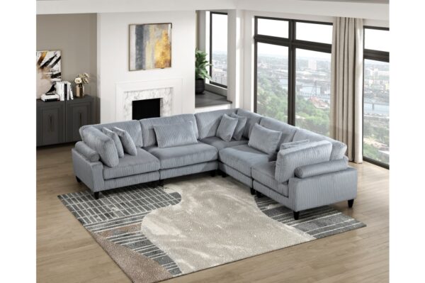 9688GY Seating-Robstown Collection 6-Piece Modular Sectional wi...