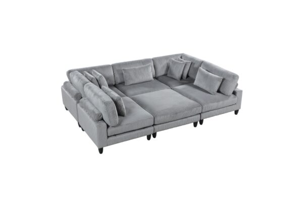 9688GY Seating-Robstown Collection 6-Piece Modular Sectional wi...