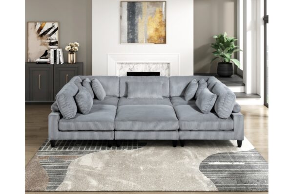 9688GY Seating-Robstown Collection 6-Piece Modular Sectional wi...