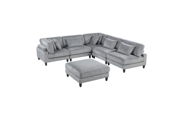 9688GY Seating-Robstown Collection 6-Piece Modular Sectional wi...