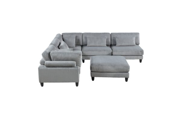 9688GY Seating-Robstown Collection 6-Piece Modular Sectional wi...