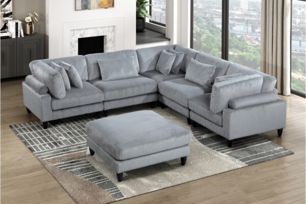 9688GY Seating-Robstown Collection 6-Piece Modular Sectional wi...