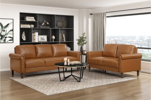 9690BRW Seating-Hector Collection 2pc Set: Sofa, Love
