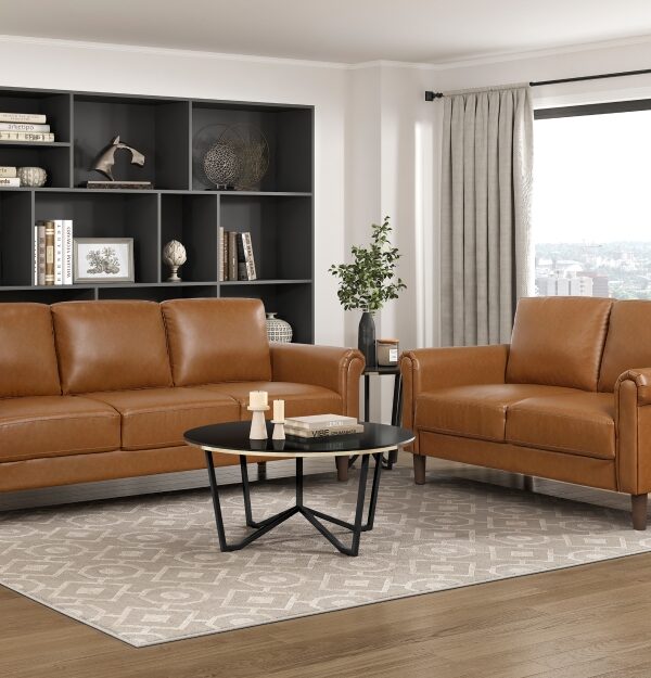 9690BRW Seating-Hector Collection 2pc Set: Sofa, Love