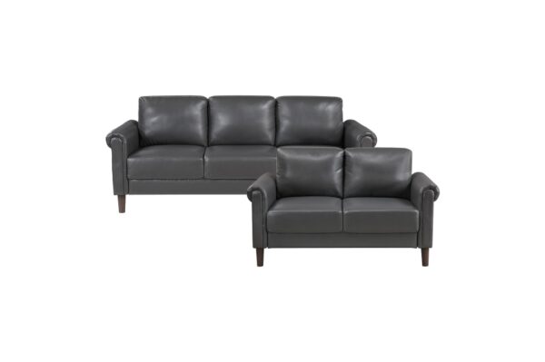 9690DGY Seating-Hector Collection 2pc Set: Sofa, Love