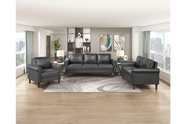 9690DGY Seating-Hector Collection 2pc Set: Sofa, Love