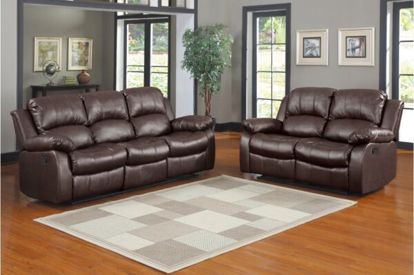 9700BRW Seating-Cranley Collection 2pc Set: Sofa, Love