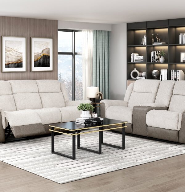 9703BE Seating-Harriette Collection 2pc Set: Sofa, Love