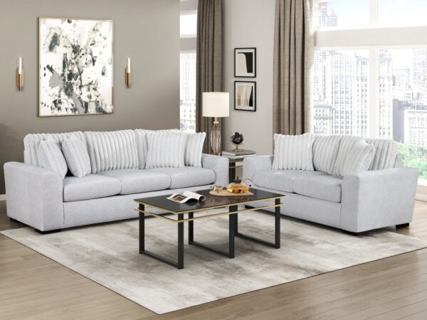 9720GRY Seating-Athena Collection 2pc Set: Sofa, Love