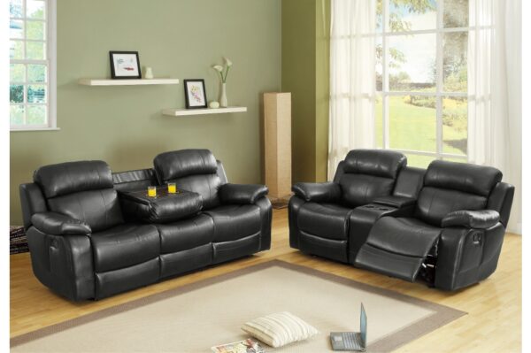 9724BLK Seating-Marille Collection 2pc Set: Sofa, Love