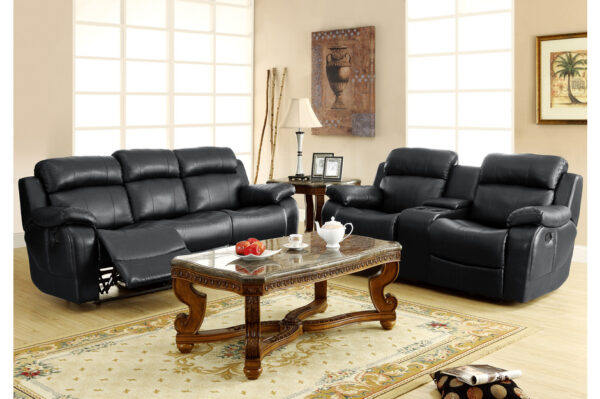 9724BLK Seating-Marille Collection 2pc Set: Sofa, Love