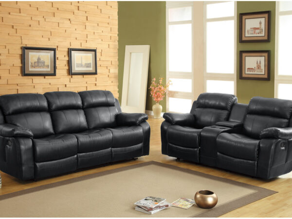 9724BLK Seating-Marille Collection 2pc Set: Sofa, Love