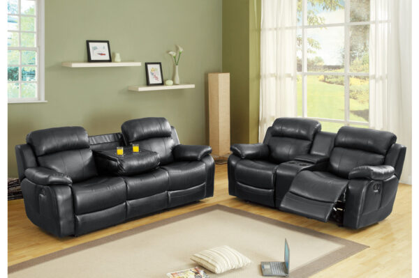 9724BLK Seating-Marille Collection 2pc Set: Sofa, Love