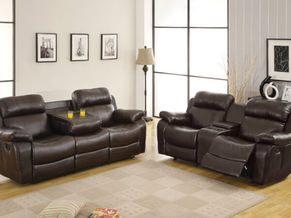 9724BRW Seating-Marille Collection 2pc Set: Sofa, Love