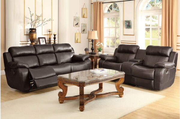 9724BRW Seating-Marille Collection 2pc Set: Sofa, Love