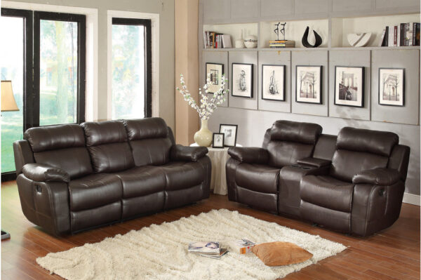 9724BRW Seating-Marille Collection 2pc Set: Sofa, Love