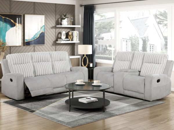 9728LGY Seating-Benton Collection 2pc Set: Sofa, Love