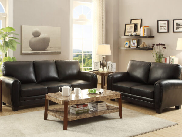 9734BK Seating-Rubin Collection 2pc Set: Sofa, Love