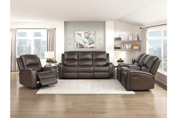 9735BRW Seating- Collection 2pc Set: Sofa, Love