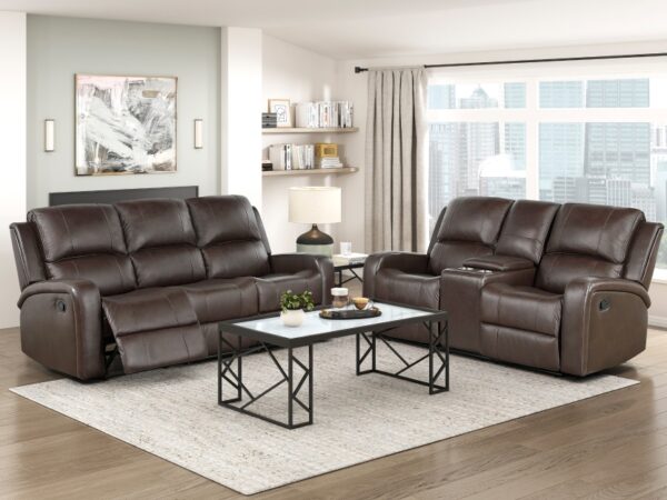 9735BRW Seating- Collection 2pc Set: Sofa, Love
