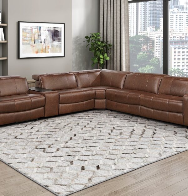 9790BRW Seating- Collection 6-Piece Modular Power Reclin...
