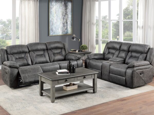 9989GY Seating-Madrona Hill Collection 2pc Set: Sofa, Love