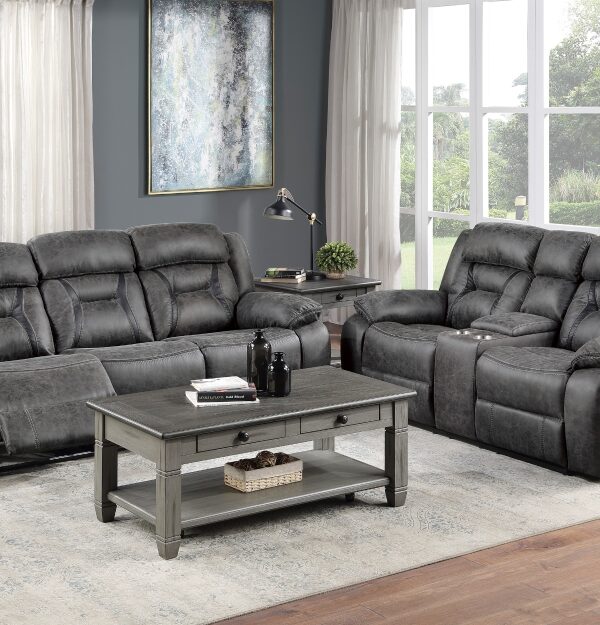 9989GY Seating-Madrona Hill Collection 2pc Set: Sofa, Love