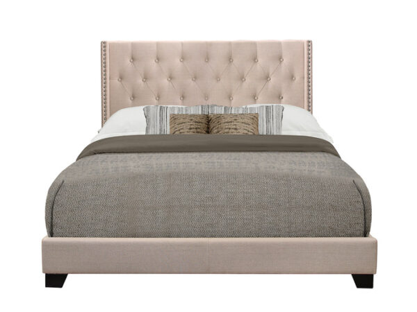 KING BED W/BEIGE FABRIC